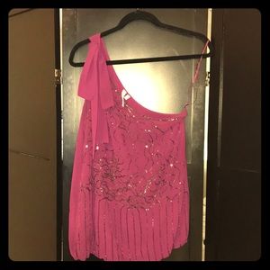 Robbie and Nikki purple sequined one shoulder top